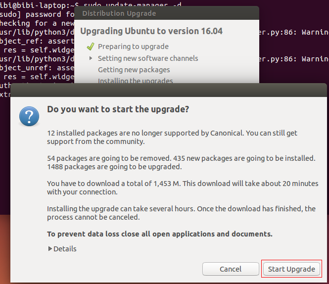 Ubuntu 16.04 update